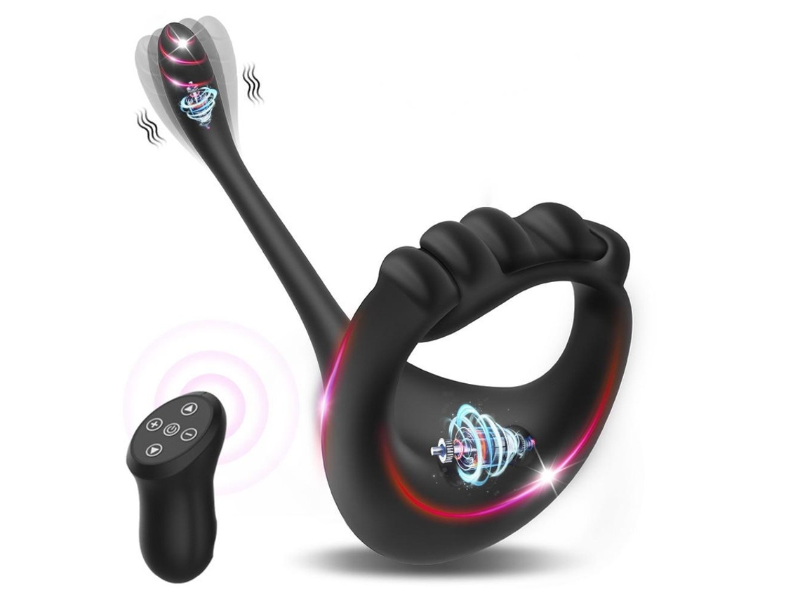 Vibrador de Massagem de Silicone com Controle Remoto Sem Fio para Homens Preto YIZHOOD