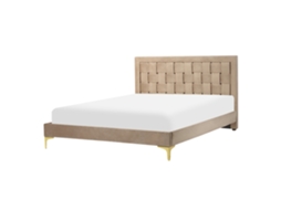 Cama Beliani Limoux De Terciopelo Beige 147x213x97