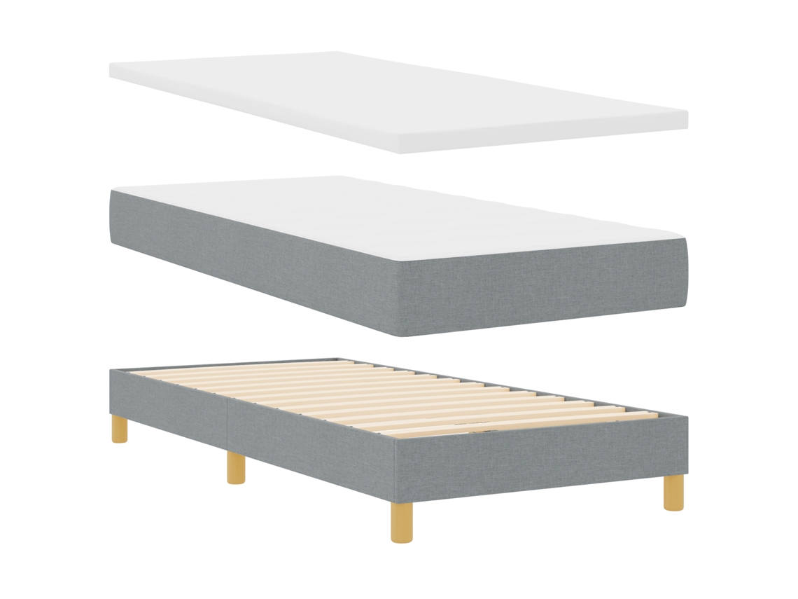 Conjunto 1 Cama Box Vidaxl Cinzento-claro Tecido (200 X 90 Cm)