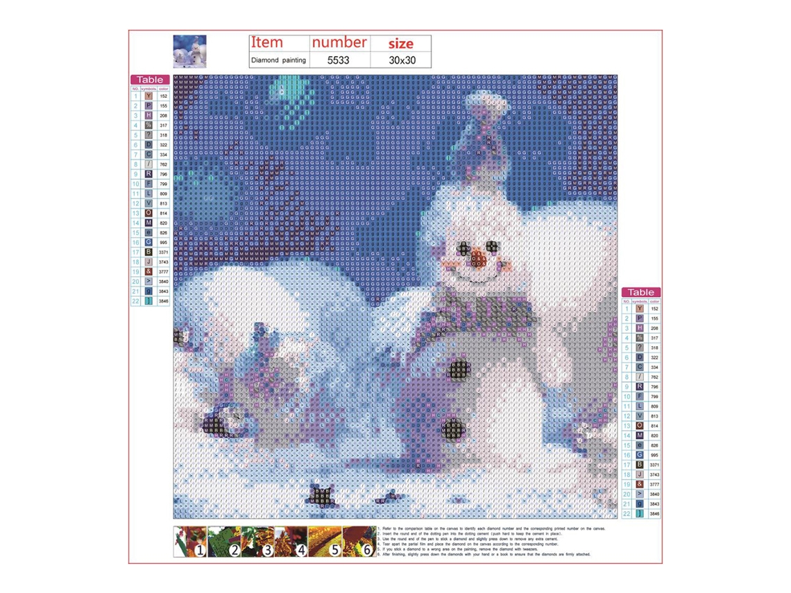 Laxiscreed Quadro De Diamante De Natal Diy 5d - Boneco De Neve 30x30cm