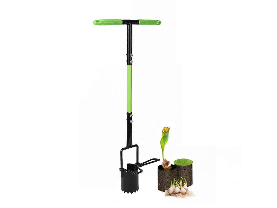 Ferramenta Para Plantar Bulbos, Cabo Longo Em Forma De T, Aço Carbono E Plástico, Verde