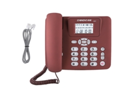 Mali telefone Fixo Sem Fio C267 para Casa e Escritório Mesa com Design Limpo e Botões Transparentes Vermelho