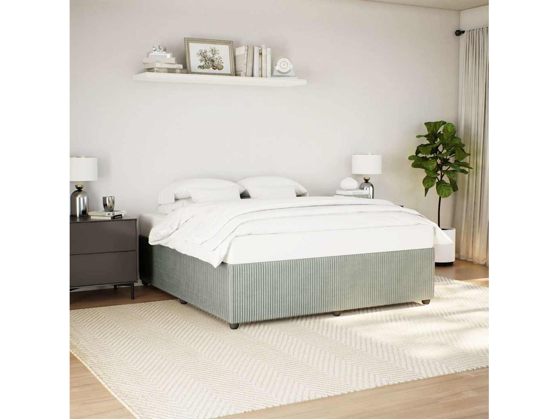 Estrutura De Cama Sem Colchão 180x200 Cm Veludo Cinzento-claro