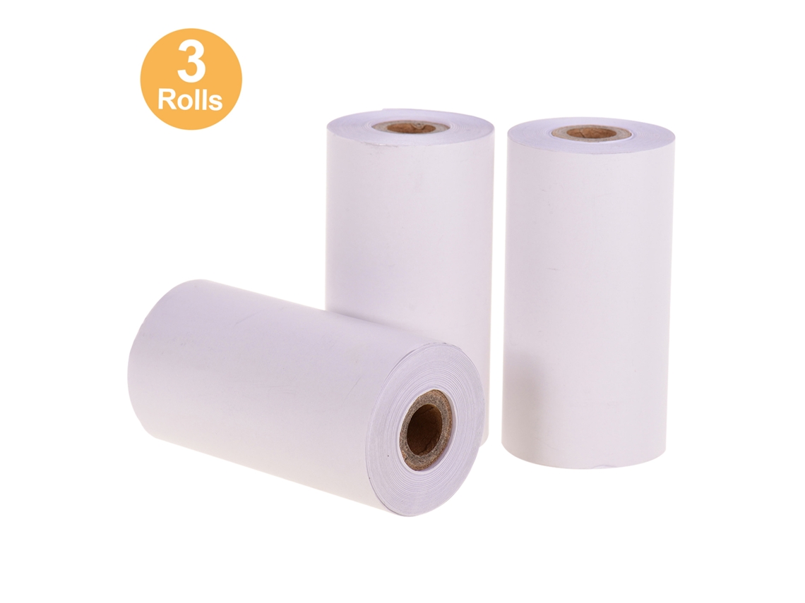 Papel Térmico Adesivo Branco Poooli 57*30mm 3 Rolos Bpa-free Para Impressora Portátil