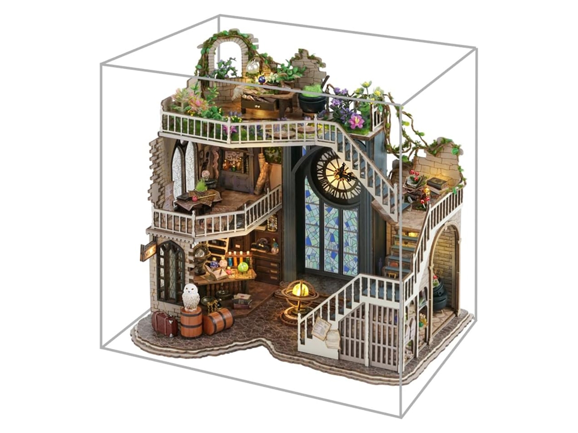 Casa Mágica. Modelo 3d Realista, Com Capa Protetora Contra Poeira E Luzes Led. 24x16x23 Cm.
