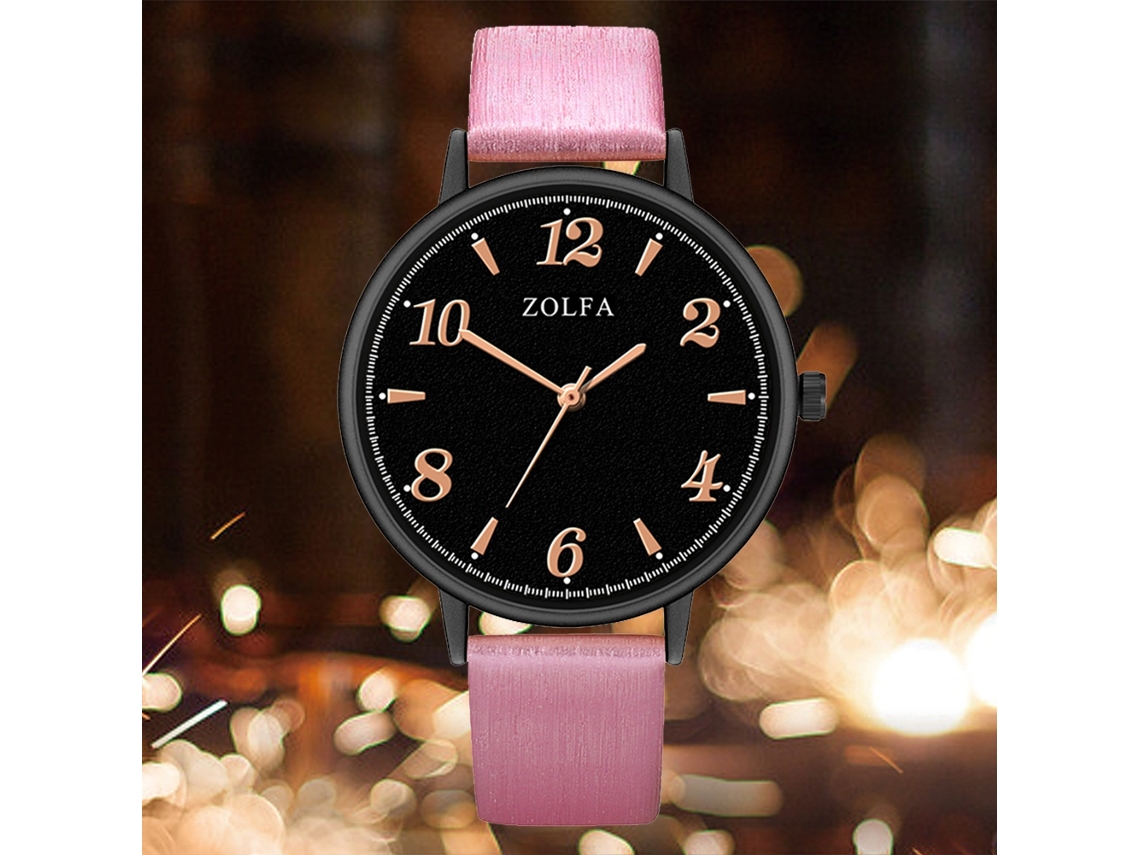 Reloj De Muñeca De Aleación Con Dial Redondo Analógico De Cuarzo Para Mujer Y Hombre (rojo Rosa)