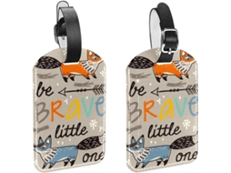 Conjunto De 2 Etiquetas Viagem E Bagagem Masculinas Be Brave Fox Em Poliuretano