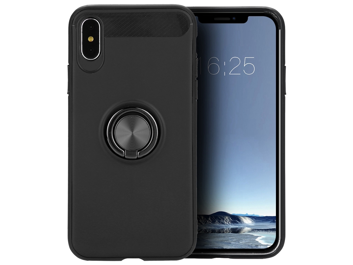 Capa LAXISCREED Apple X com Anel Magnético Preto