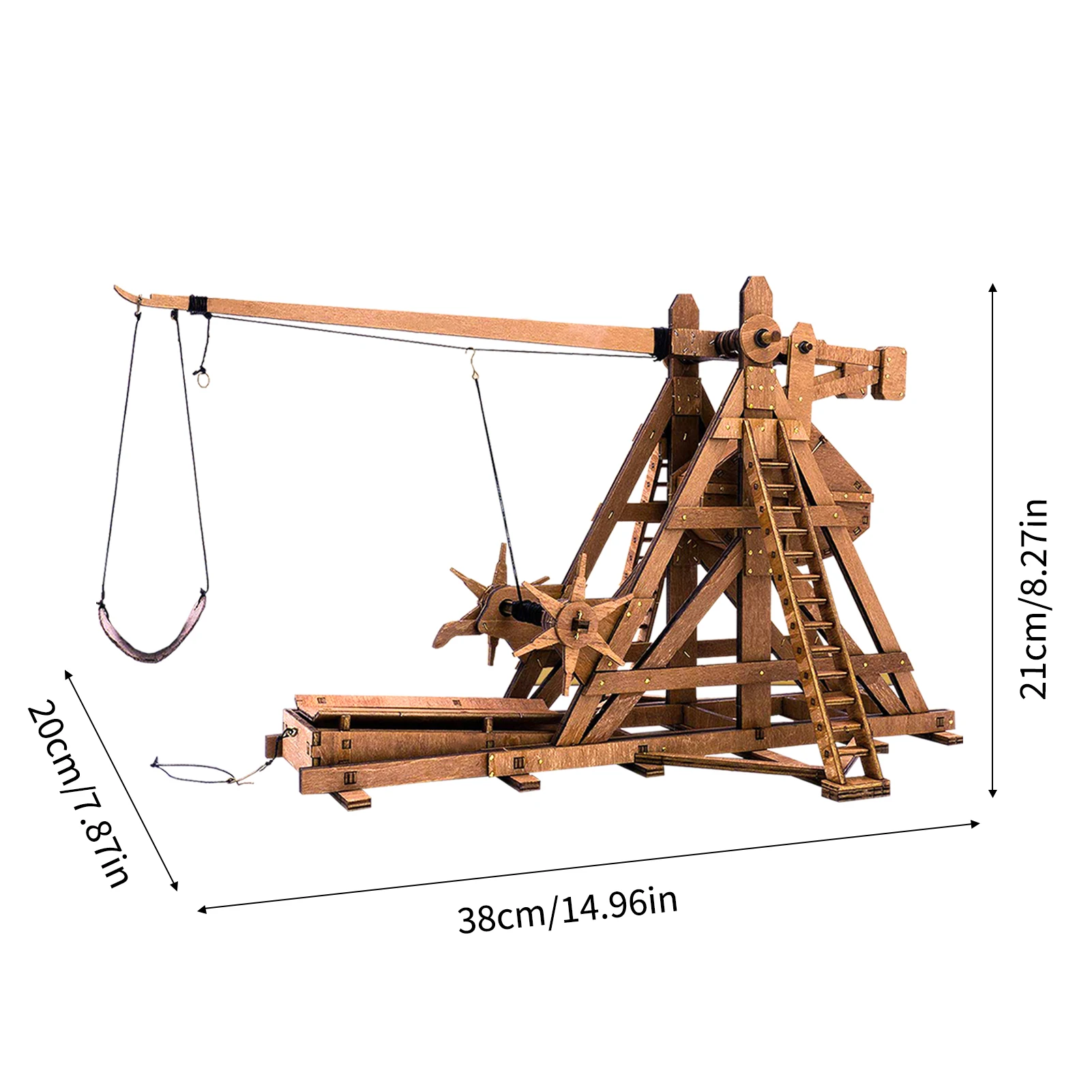 Quebra cabeça 3d de Catapulta de Madeira em Escala 1:48, Faça Você Mesmo, Catapulta Antiga MDUG