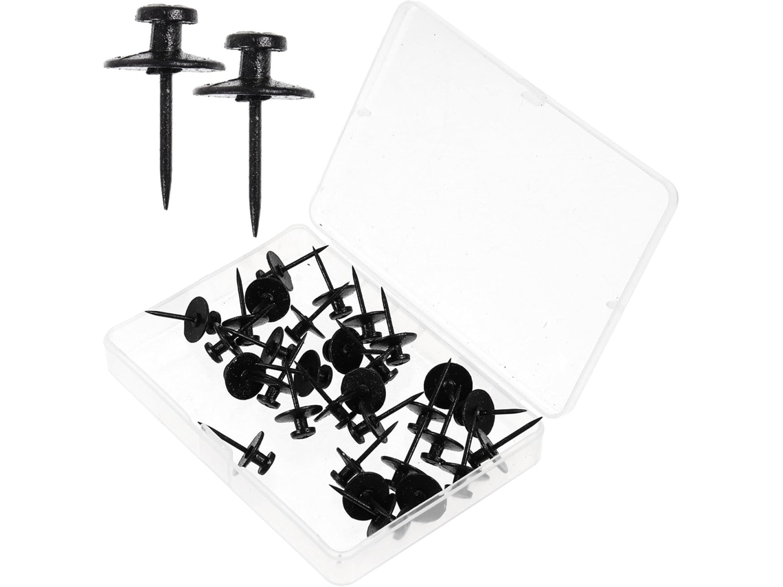 Conjunto de 30 Tachinhas Pretas de Metal com Cabeça Plana, Multiuso para Murais e Decoração de Casa