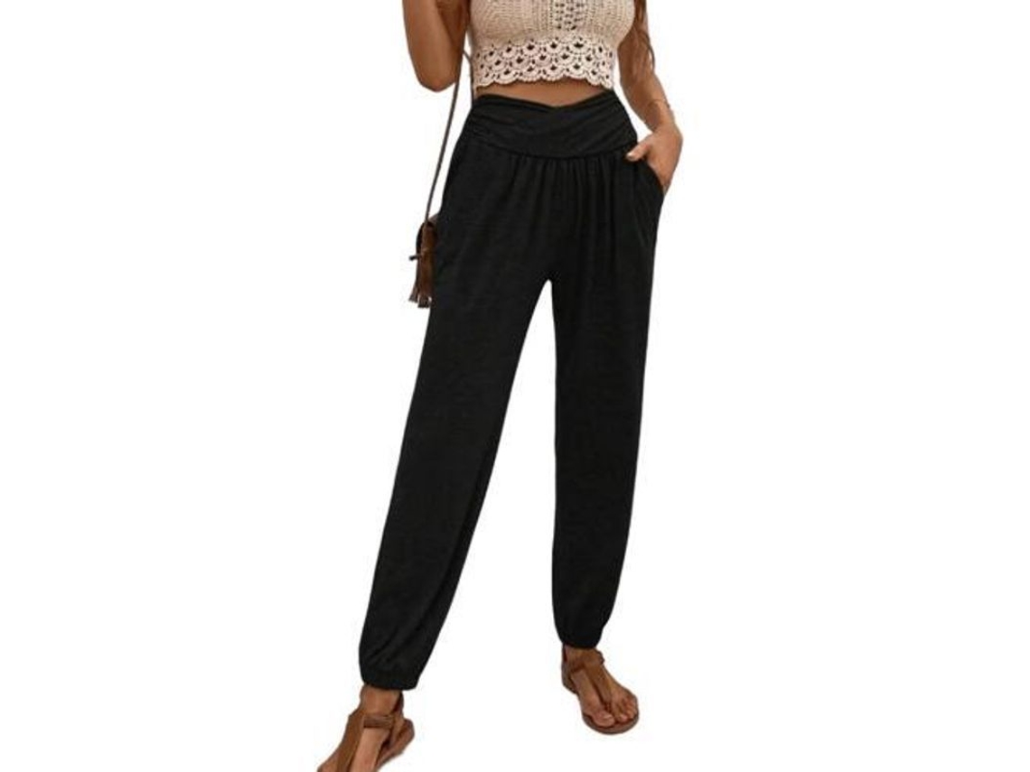 2026 pantalones de Yoga para Mujer Sueltos Con Bolsillos para Entrenamiento Y Pijama Cómodos M Negro