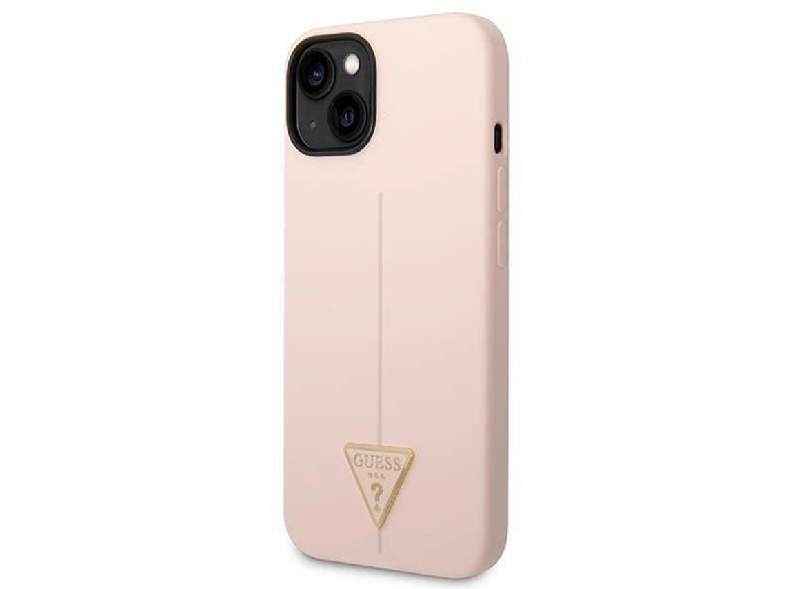 Capa Triângulo para iPhone 14 GUESS Silicone Rosa