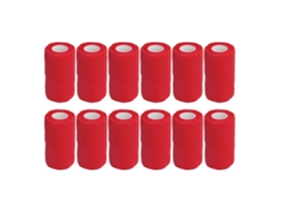 12 Vendas Elásticas para Gado, Cães, Cavalos, 10cm, Vermelho