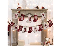 Decoração Natalícia em Forma de Meia, com Padrão Xadrez Linho, Ideal para uma Árvore de Natal, Ergonômico, Uso Diário STELASPLEN