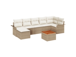 Conjunto 8 Conjunto De Sofá Modular Vidaxl Bege Vime Pe (297,5 X 132,5 X 69 Cm)