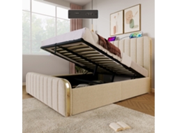 Cama Estofada com Cabeceira Dupla e Usb PAPRIKA