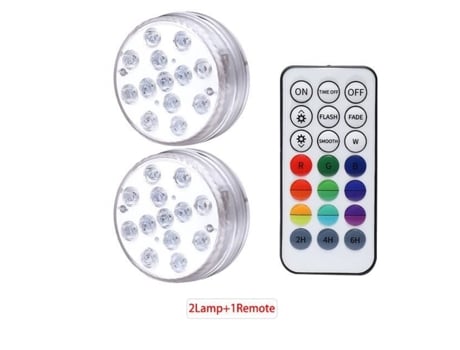 Projetor 1 Controlador 2 Lâmpadas Led Submersível Luz Submersa com Controle Remoto Rf Ideal para Lago de Piscina Ou Suporte de Vaso GOTOTOP