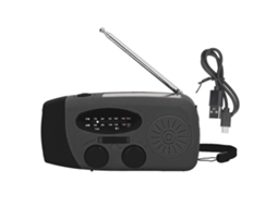 Rádio am/fm com lanterna led, manivela, recarregável usb, multifuncional