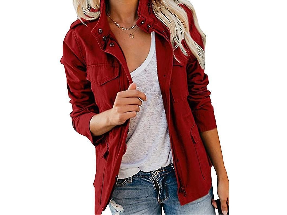 Chaqueta Militar Fasst para Mulher, Botões de Pressão, Utility, Outono Inverno