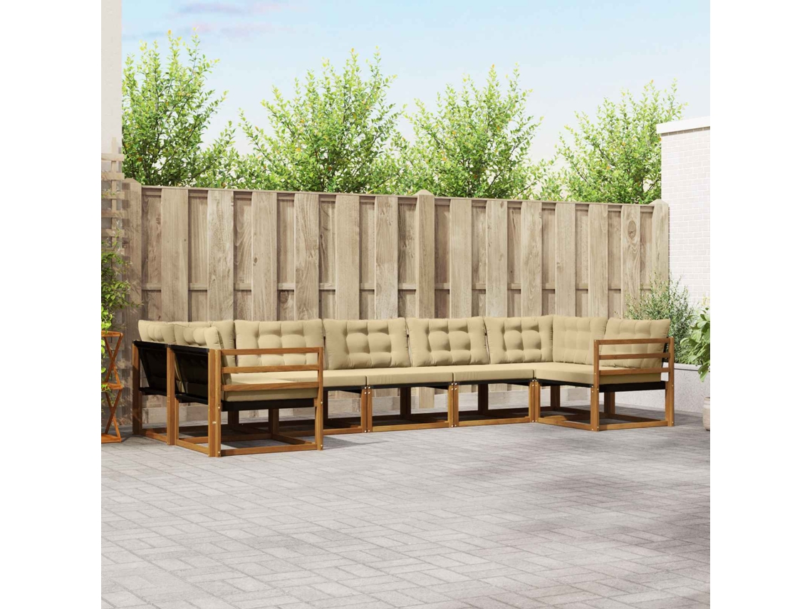 Vidaxl Conjunto De Sofás Para Exterior 7 Unid. Natural E Bege