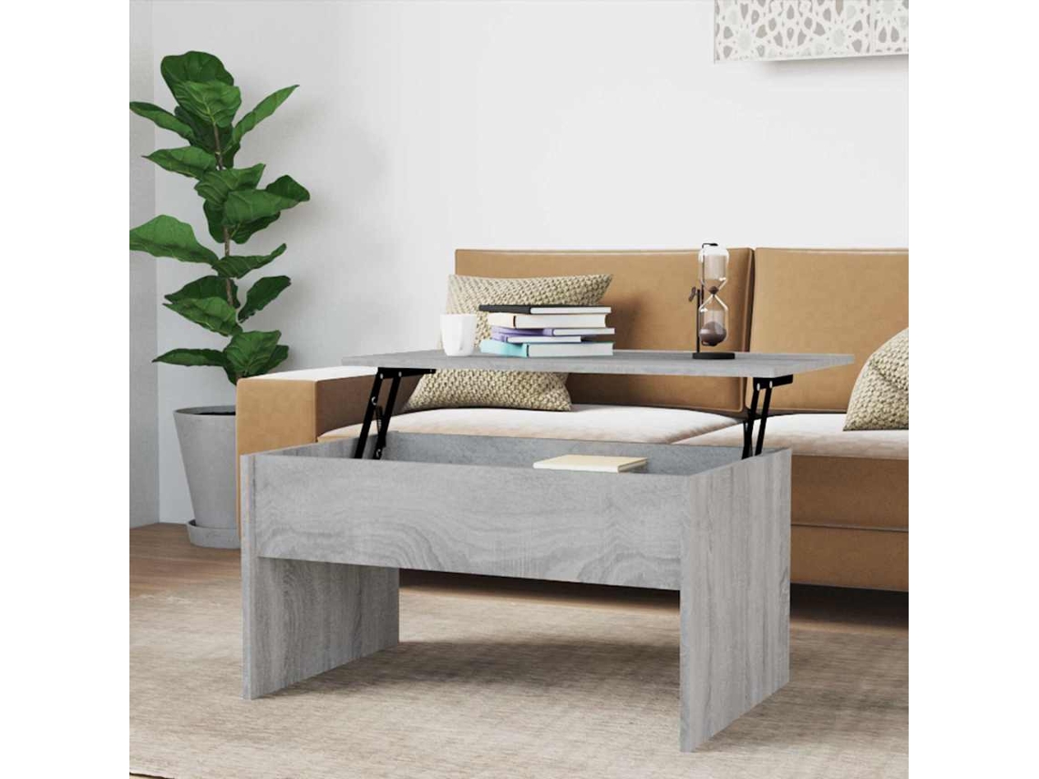 Vidaxl Mesa De Centro 80x50,5x41,5cm Madeira Processada Sonoma Cinza