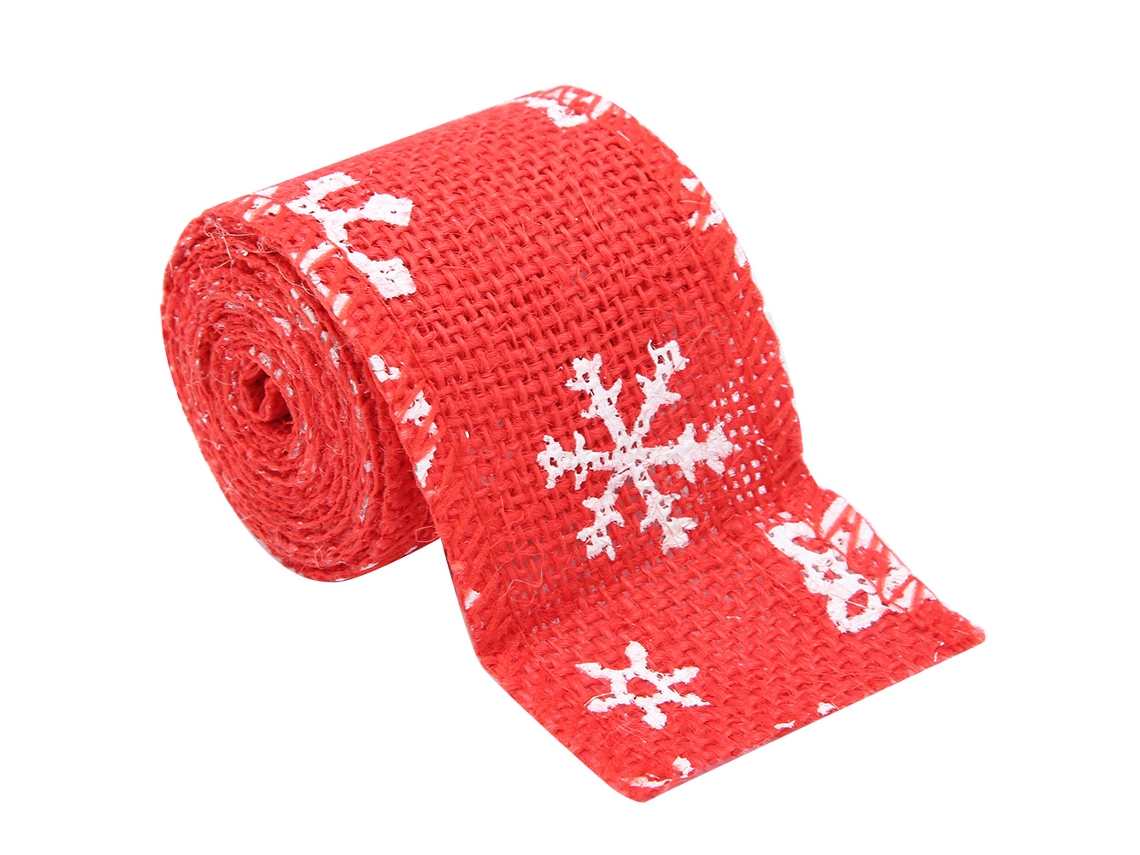 Fita de Linho para Natal Floco de Neve Vermelha 6cm Diy Decoração Embrulho Festas | S/MARCA