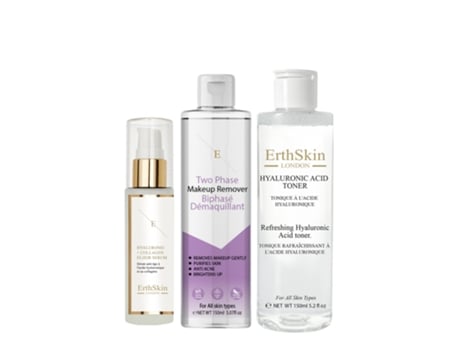 Removedor De Maquiagem Bifásico 150 Ml Tônico Refrescante De Ácido Hialurônico 150 Ml Sérum De Ácido Hialurônico E Colágeno 60 Ml Erth Skin London
