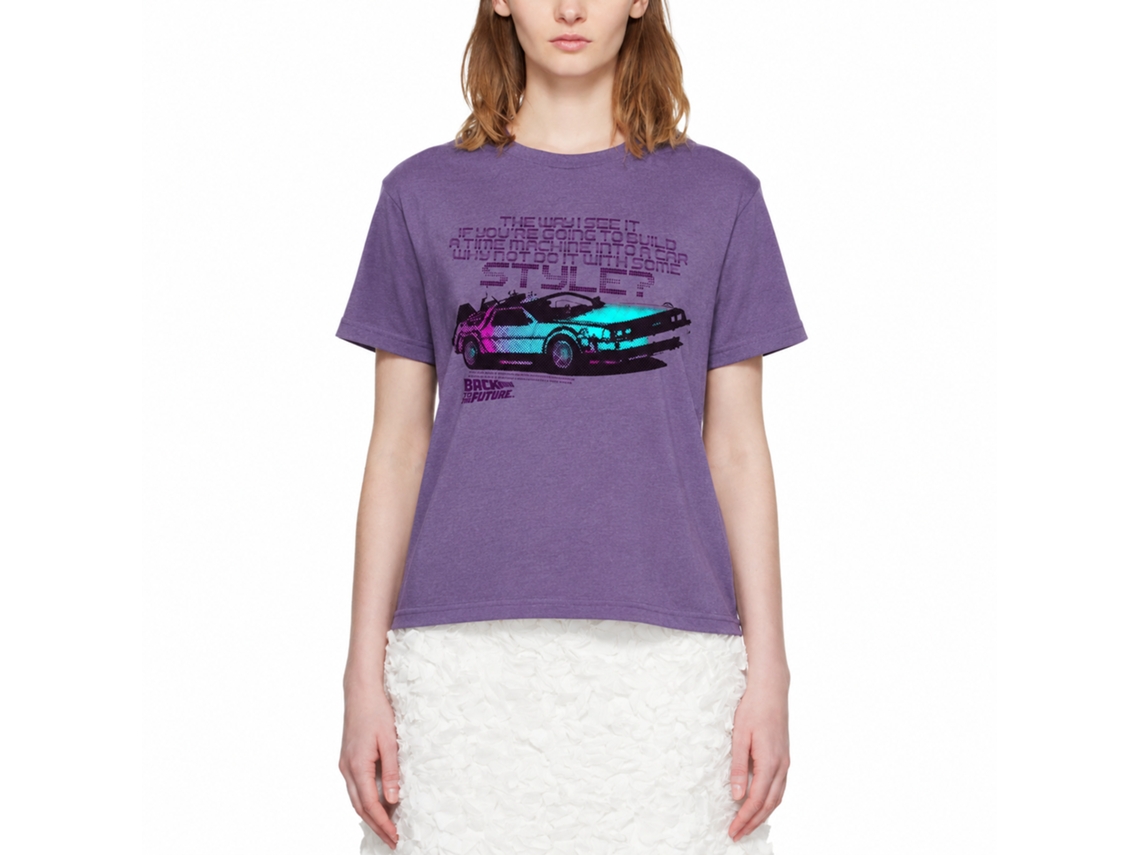 Rockinstone Back To The Future Movie A Little Style Heather Purple Adult T-shirt Size:s