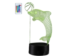 Lâmpada 3D em Forma de Golfinho Led Cores Gradientes Controle Remoto RNEMITERY