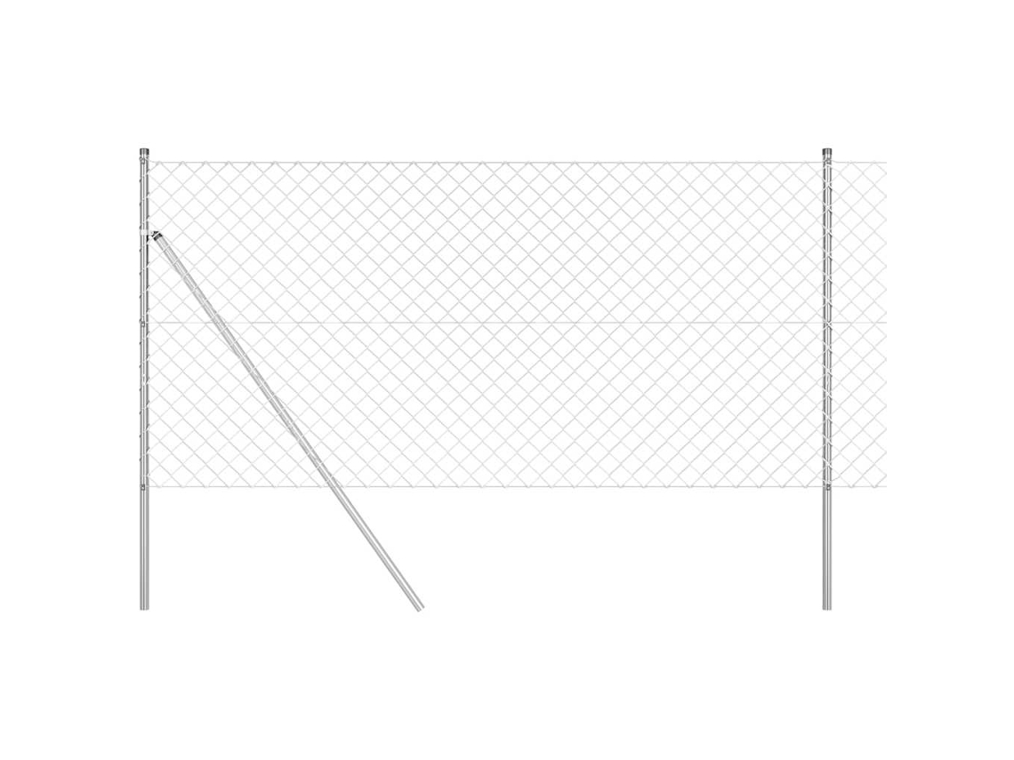 Conjunto 1 Poste De Cerca Vidaxl Prateado Aço (10 X 1 M)