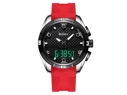 Reloj Deportivo Hombre Impermeable Moda Correa Roja Caja Plata Biden