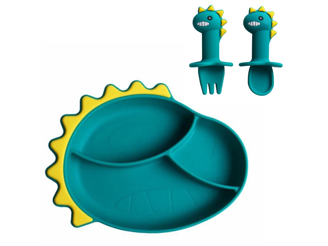 Pratos em Silicone para Crianças Pratos com Sucção para Bebés com Conjunto de Colher e Garfo NEVEANCE