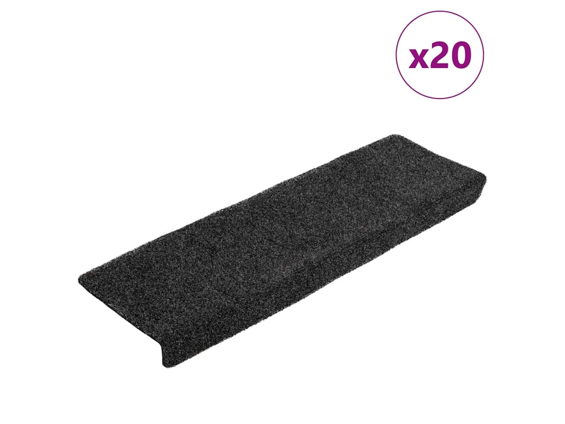 Vidaxl Tapetes De Escada Autoadesivos 20 Peças 65x21x4 Cm Pretos Com Borda Retangular