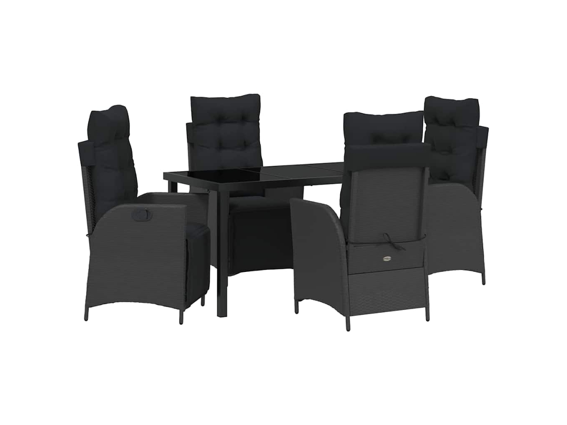 Maison Exclusive - Conjunto De Jantar Para Jardim Com Almofada 5 Pcs Preto Vime Pe