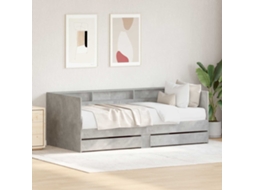 Vidaxl Cama De Dia Com Gaveta Cinzeto 90 X 200 Cm Derivados De Madeira