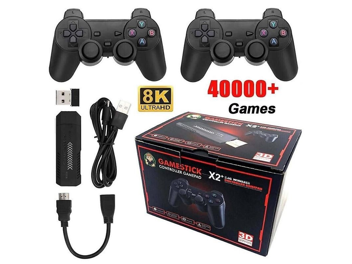 Consola Retro X2 Plus Game Stick Con Doble Mando Inalámbrico De 128 Gb Y Más De 40 000 Juegos Brilvibera