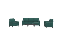 Vidaxl 4 Pcs Conjunto Sofás Com Almofadões E Rolos Veludo Verde-escuro