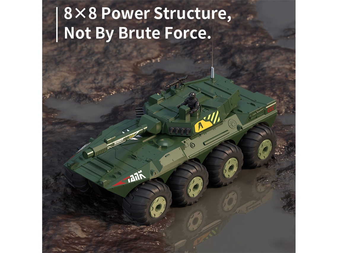 Azulhw Y1802 Rtr 1/32 2.4g 8wd Rc Tanque Anfíbio À Prova D'água Rotação 360° Luz Led Controle Blindado Presente Meninos Brinquedo MDUG