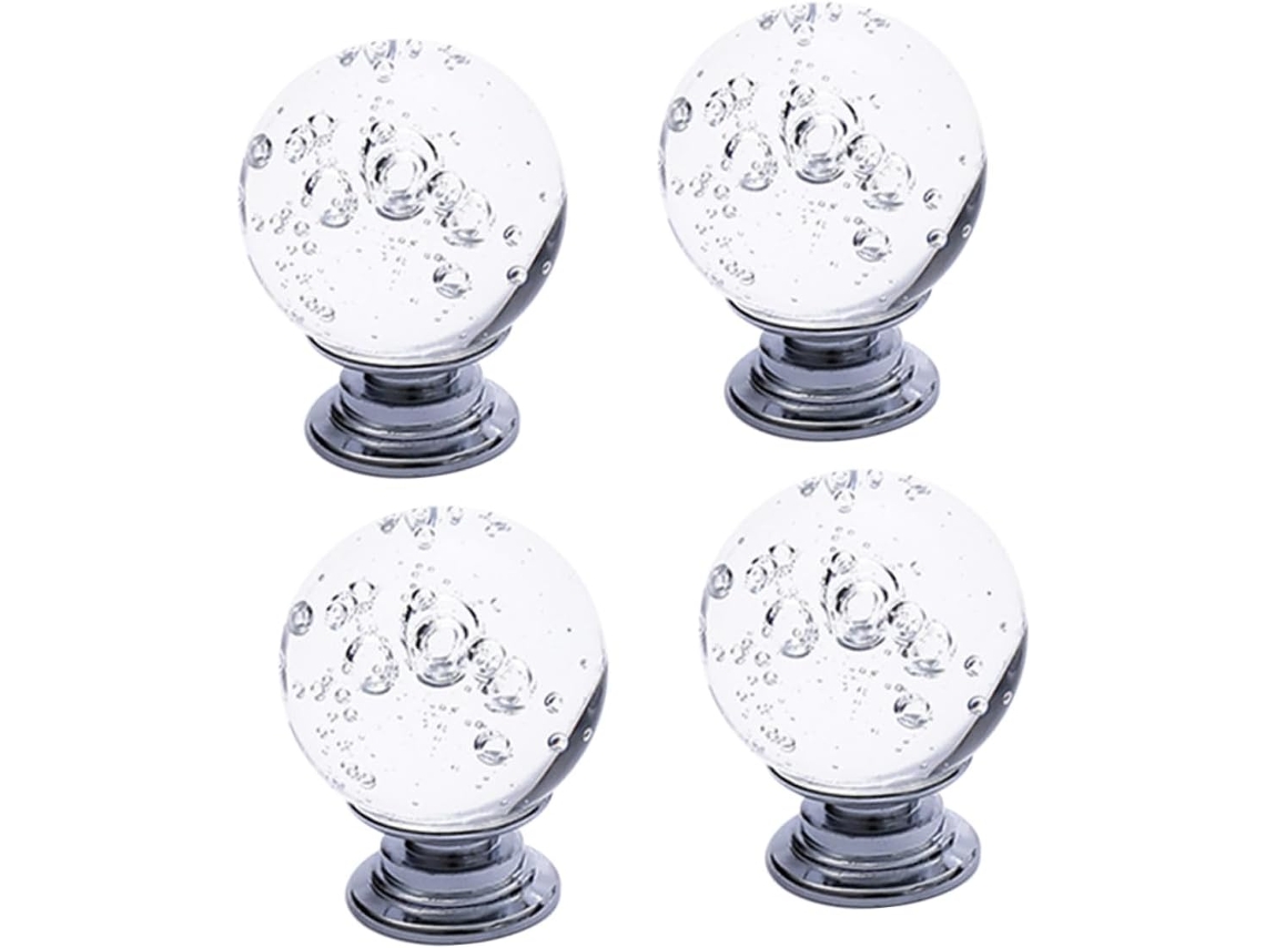 Gadpiparty Conjunto De 4-puxadores Cristal Para Portas Armário, Em Liga De Zinco E Cristal, Fáceis De Instalar Para