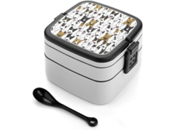 Lancheira Bento Empilhável De 1000ml Com Colher, Estampa De Bull Terrier À Prova Vazamentos E Com Duas Camadas Ideal