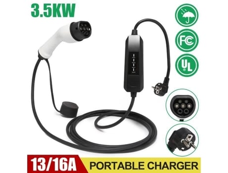 Carregador Ev 5M 3.6Kw-2800Kw 16A Cabo de Carregamento de Carro Elétrico Portátil 13A Ip55 MIOLOE