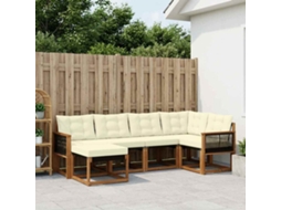 Vidaxl Conjunto De Sofás Para Exterior 6 Pcs Natural E Creme