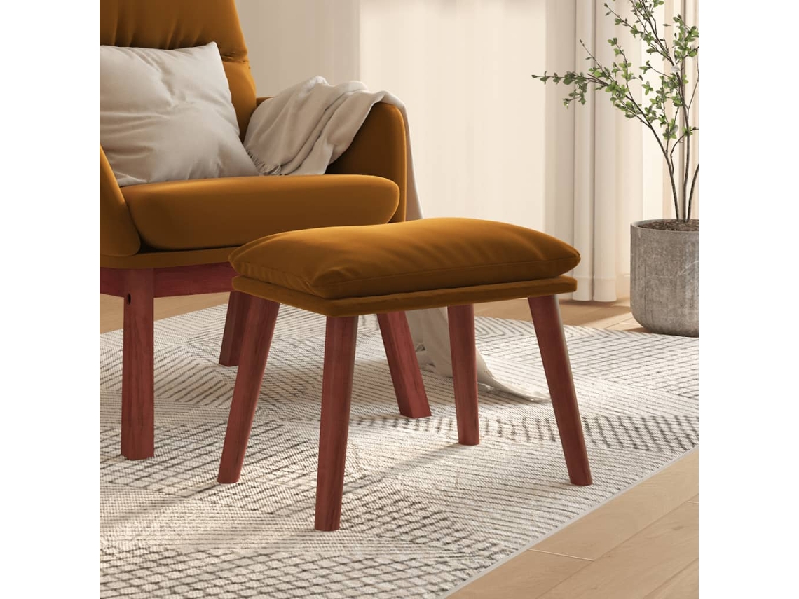 Vidaxl Apoio De Pés 45x29,5x35 Veludo Castanho