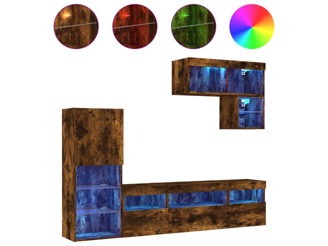 Tv Wall Unit, Tv Wall Units Vidaxl Marrom Madeira Processada (n/a)