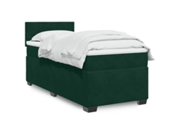 Vidaxl Cama Com Molas/colchão 90x200 Cm Veludo Verde-escuro