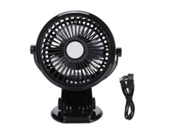 Ventilador de Mesa Clip Usb com Luz Noturna Preto