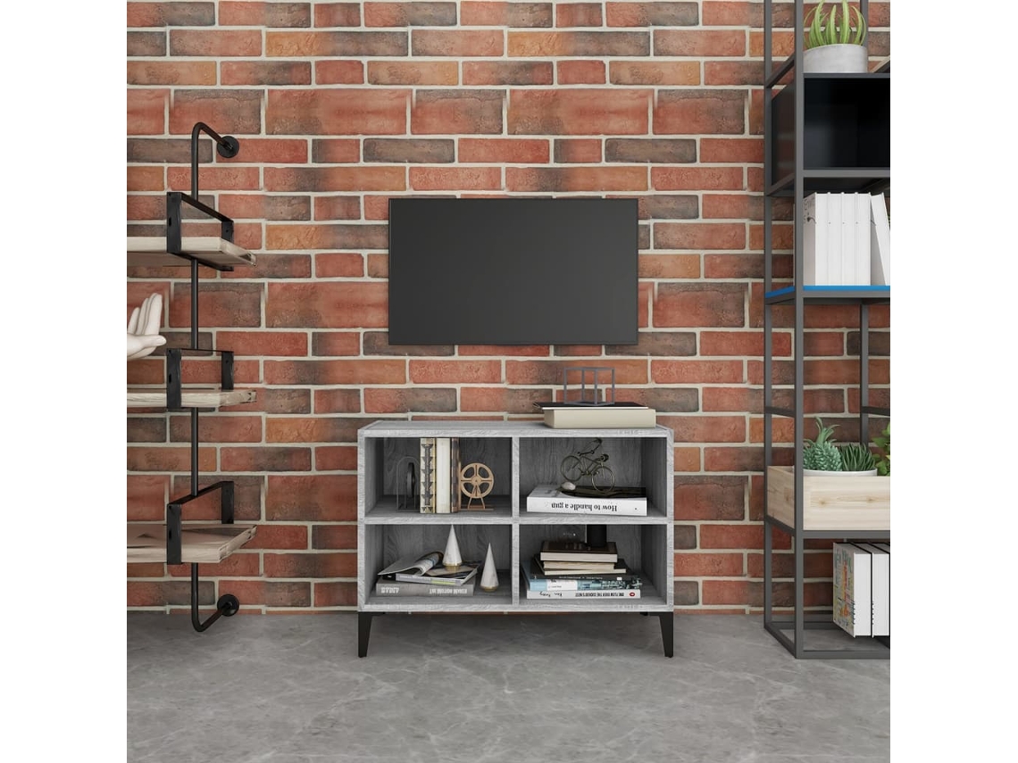 Vidaxl Móvel De Tv Com Pernas De Metal 69,5x30x50 Cm Cinzento Sonoma