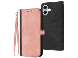 Capa Em Couro Pu, Com Pega Para Iphone 16 Rosa