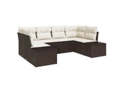 Maison Exclusive - Conjunto De Sofá De Jardim 6 Pcs Marrom E Creme