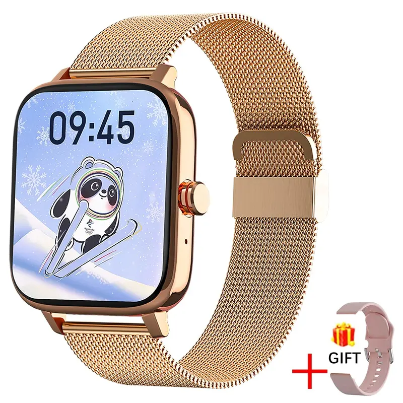 (pulseira De Malha Dourada) Smartwatch Para Android E Ios, À Prova D'água, Bluetooth, Tela Sensível Ao Toque Completa, Pulseira, Relógio